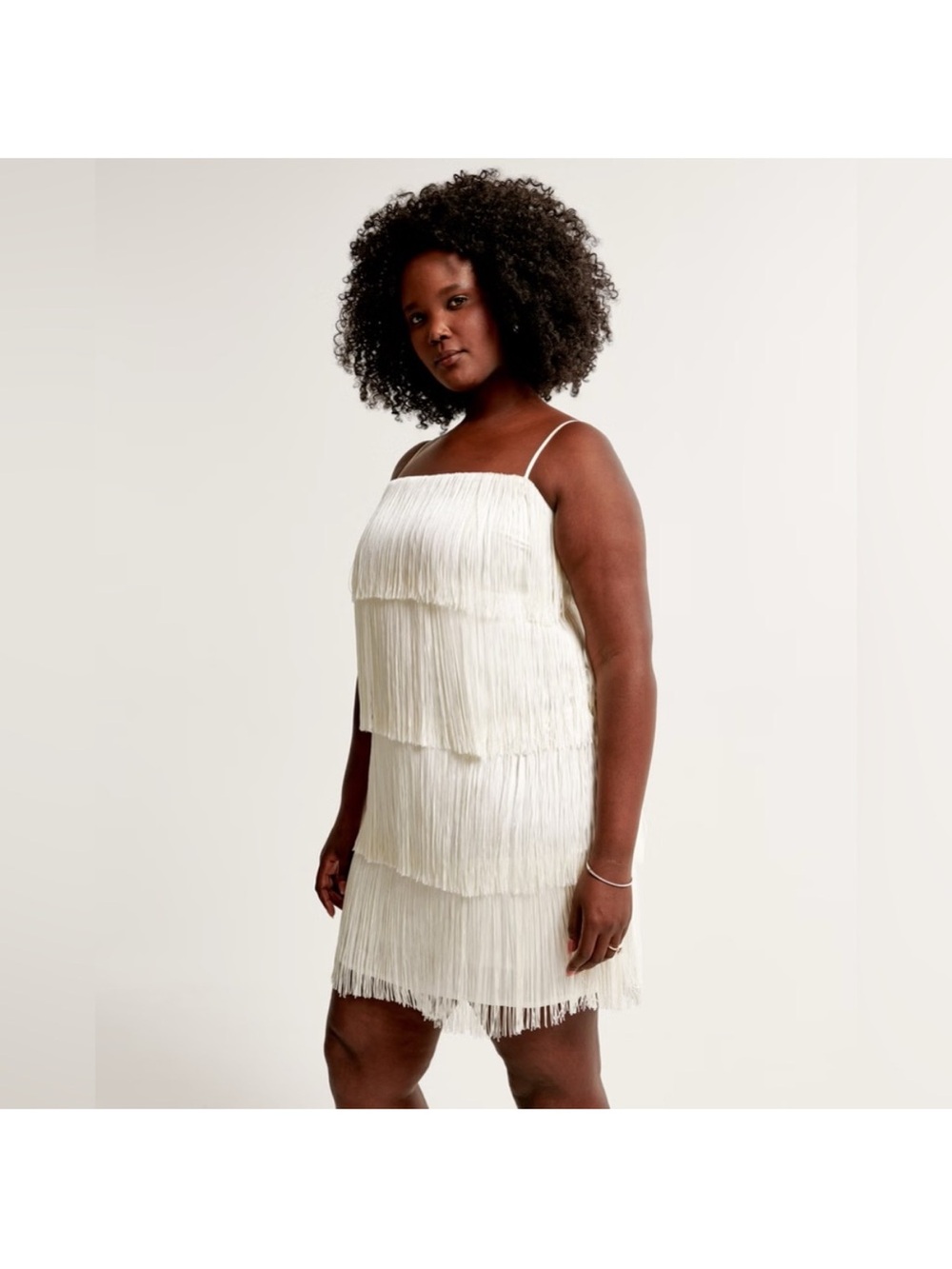 Abercrombie & Fitch Ivory Fringe Slip Dress - Picture 3 of 5